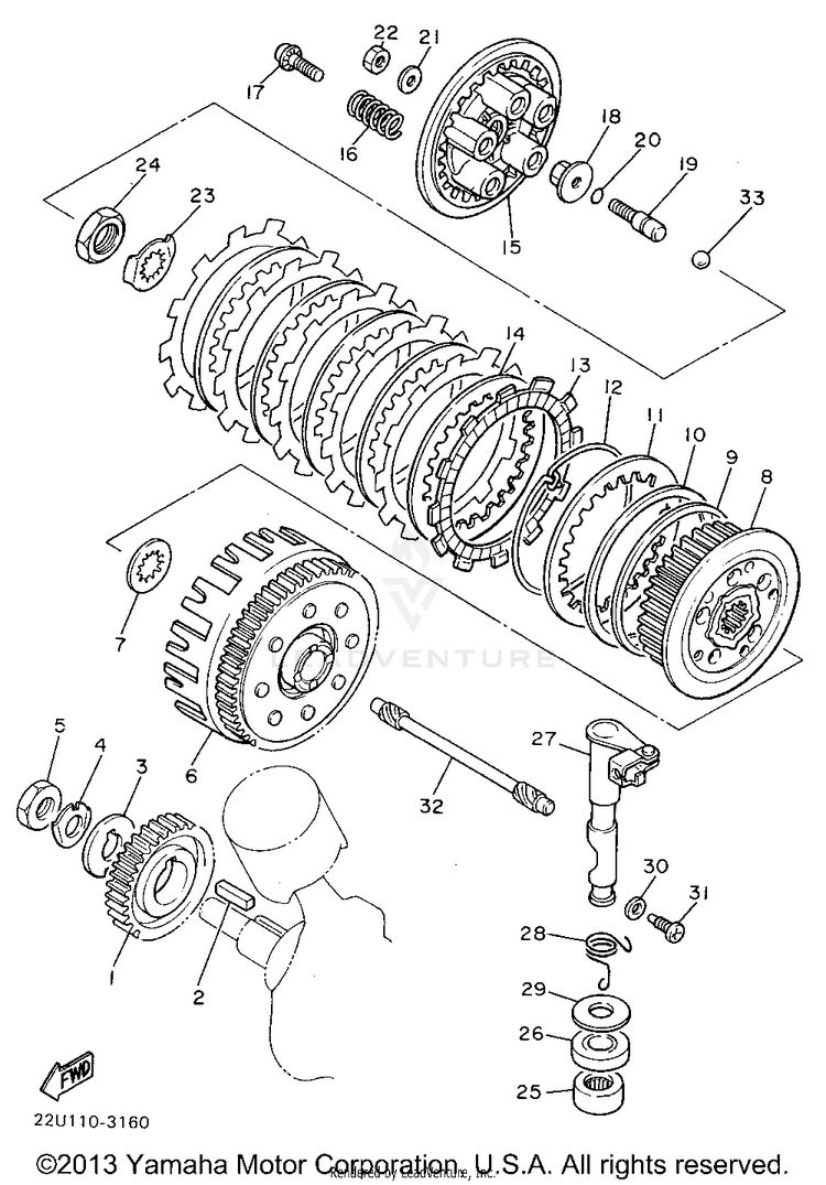 Clutch VIRAGO 535 - XV535GC - 1995 Schematic