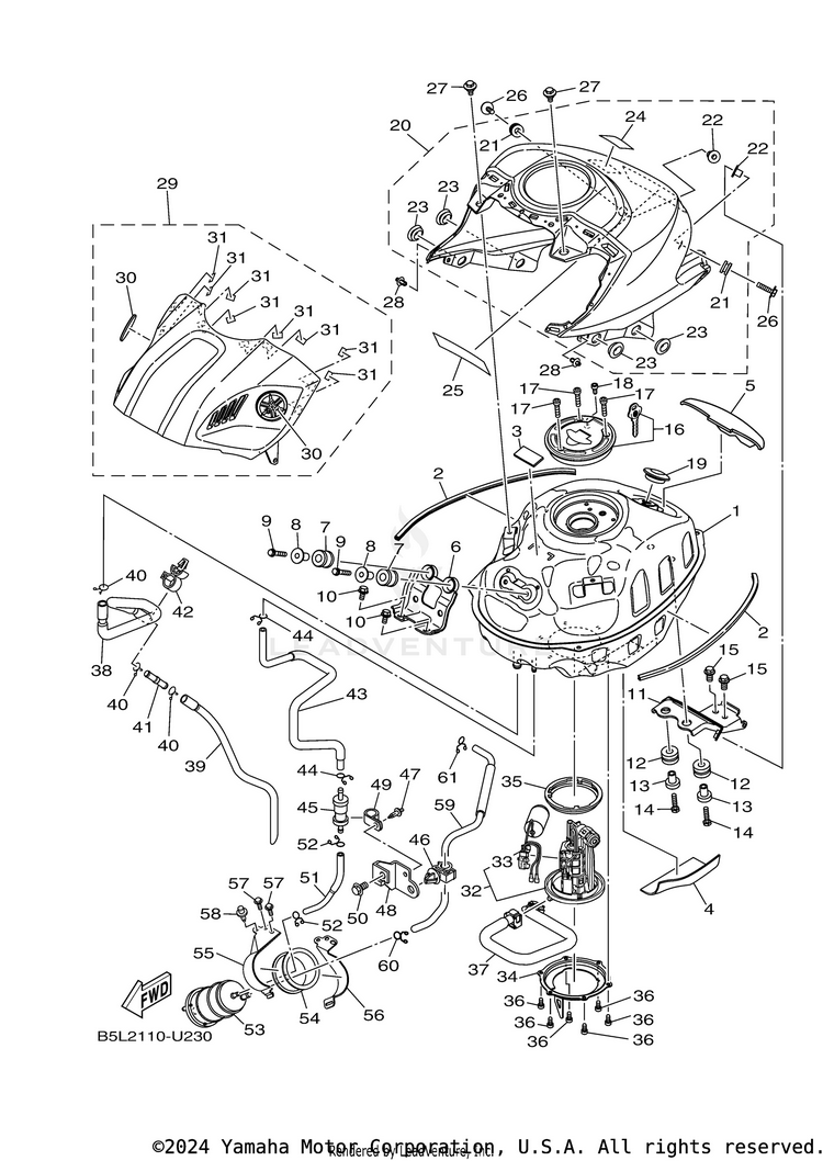 Fuel Tank YZFR3 ABS - YZFR3AKB - 2019 Schematic
