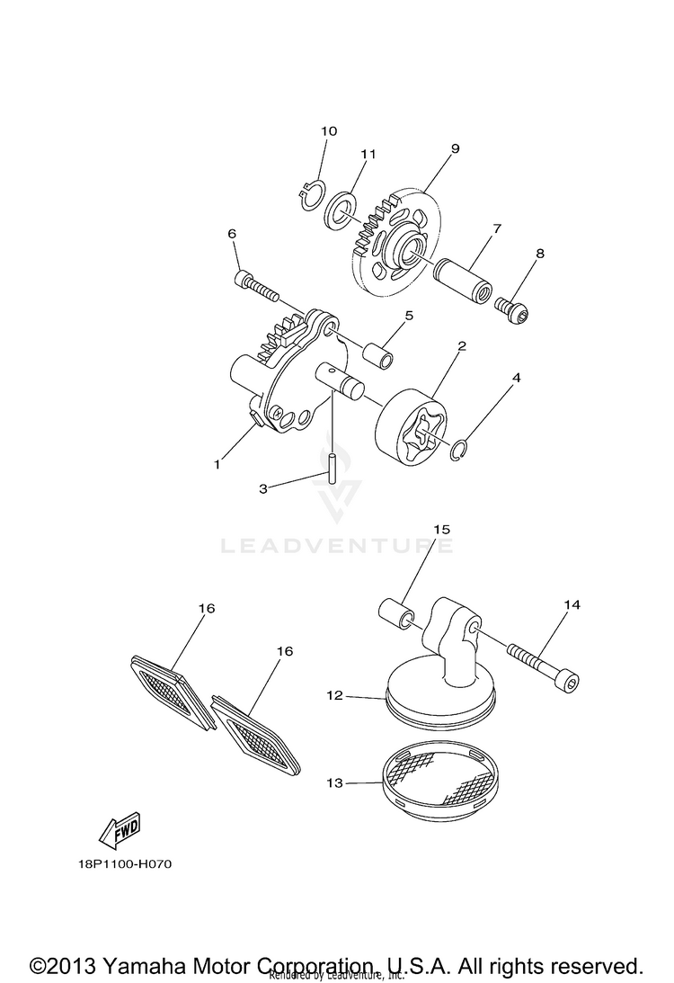 Oil Pump YFZ450R (BLUISH WHITE SOLID 1) - YFZ450RYW - 2009 Schematic