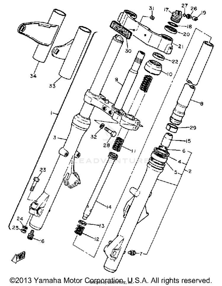 Front Fork XS1100SH - 1981 Schematic