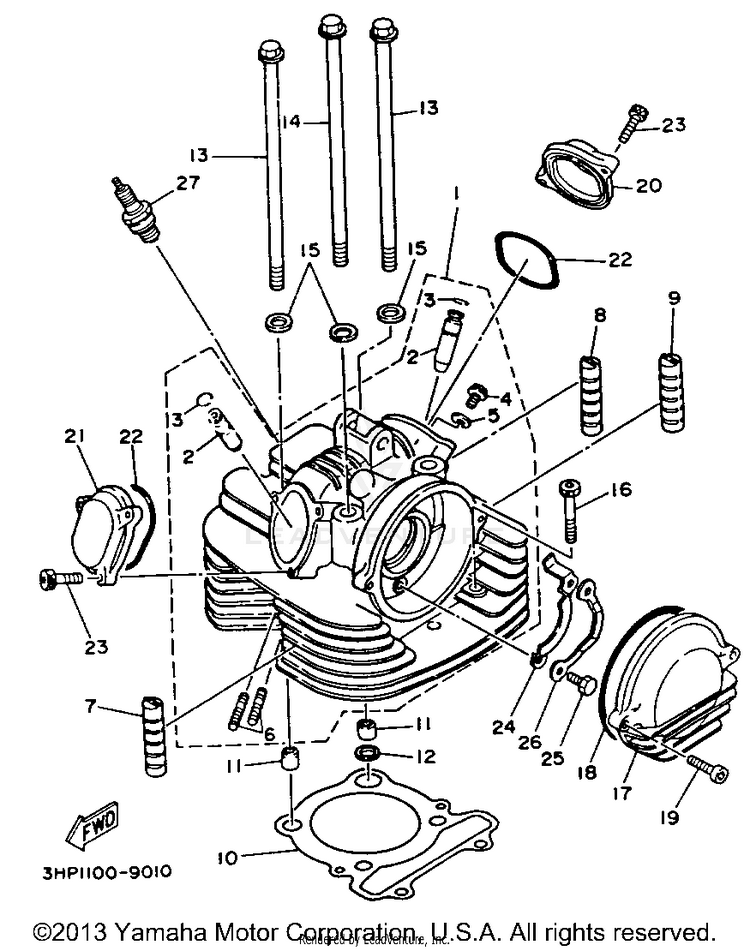 Cylinder Head BIG BEAR 4WD - YFM350FWE - 1993 Schematic