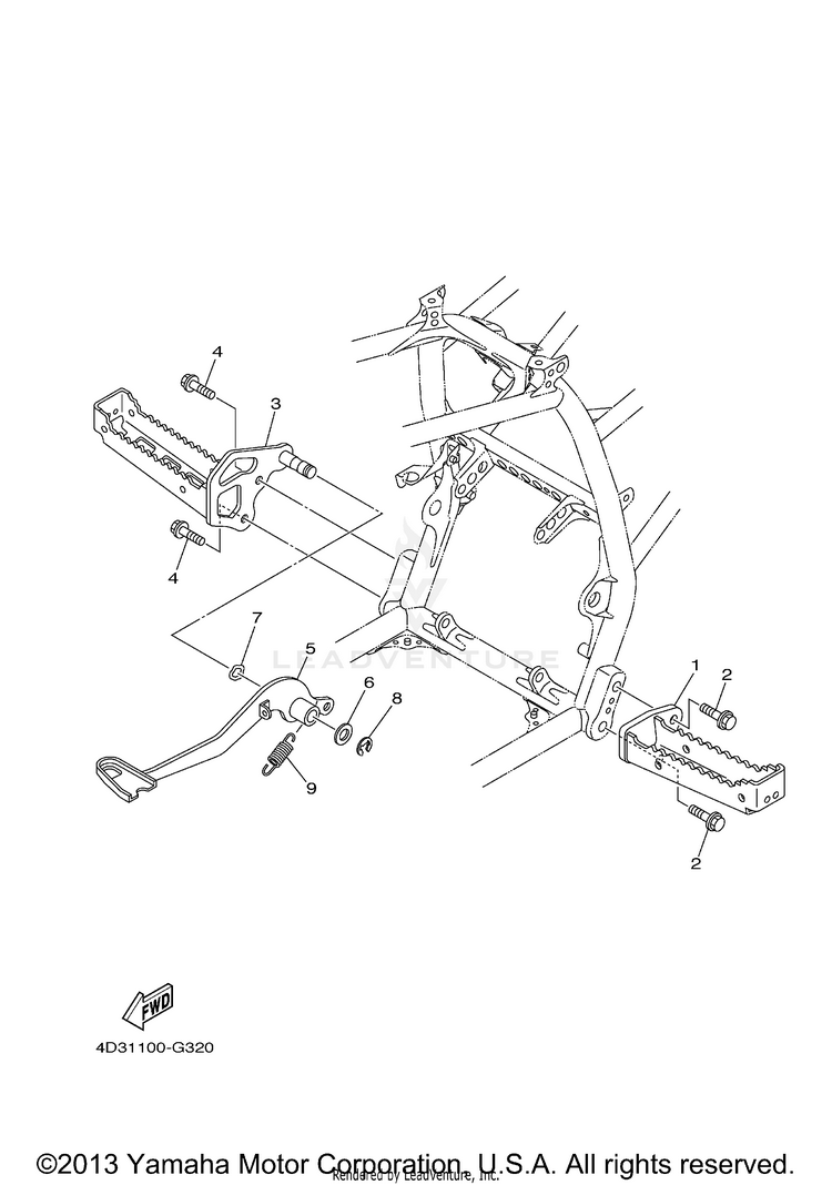 Stand Footrest RAPTOR 250 - YFM25RYL - 2009 Schematic