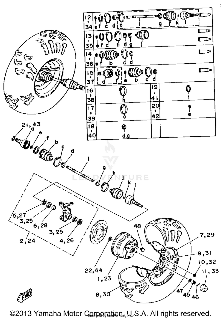 Front Wheel BIG BEAR 4WD - YFM350FWB - 1991 Schematic