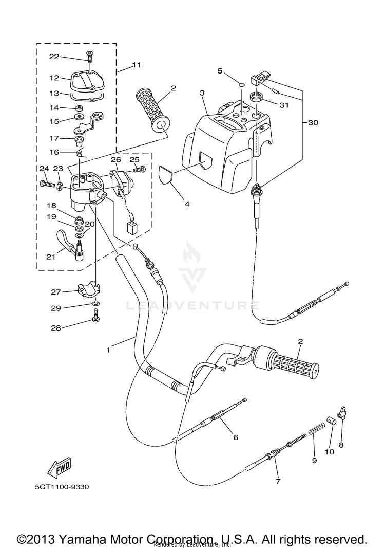 Steering Handle Cable GRIZZLY YFM600FHN GRIZZLY REALTREE HUNTER - YFM600FHN - 2001 Schematic