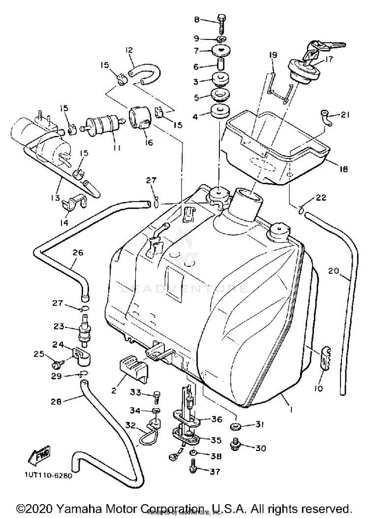 Fuel Tank California Model Only Schematic