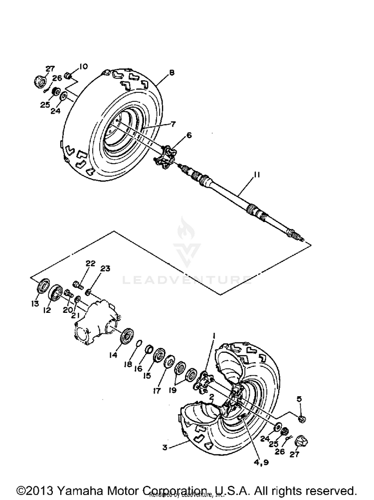 Rear Wheel BIG BEAR - YFM350FWB_MNH - 1991 Schematic
