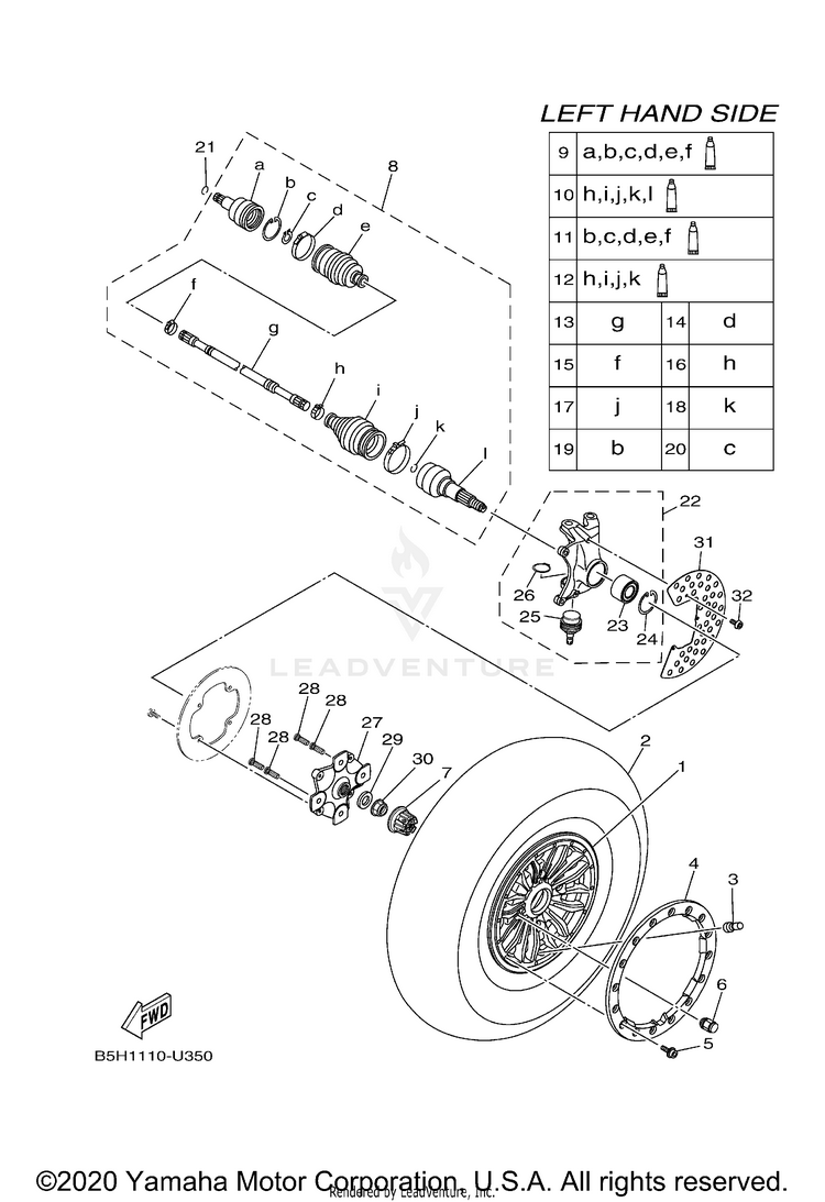 Front Wheel YXZ1000R SS SE CAL - YXZ10YCCMW - 2021 Schematic