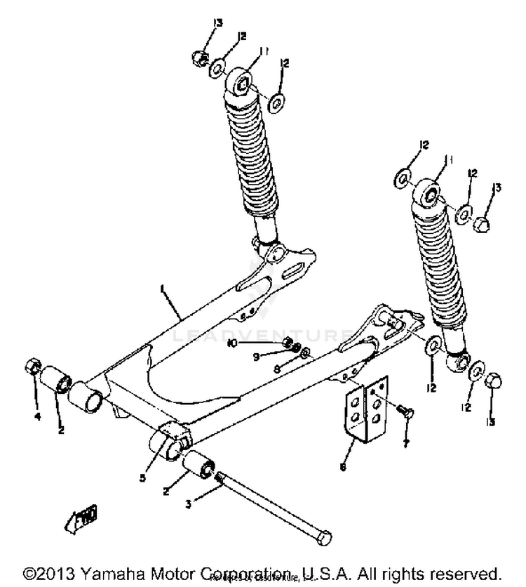 Rear Arm - Rear Cushion Yz80a - Yz80b Schematic
