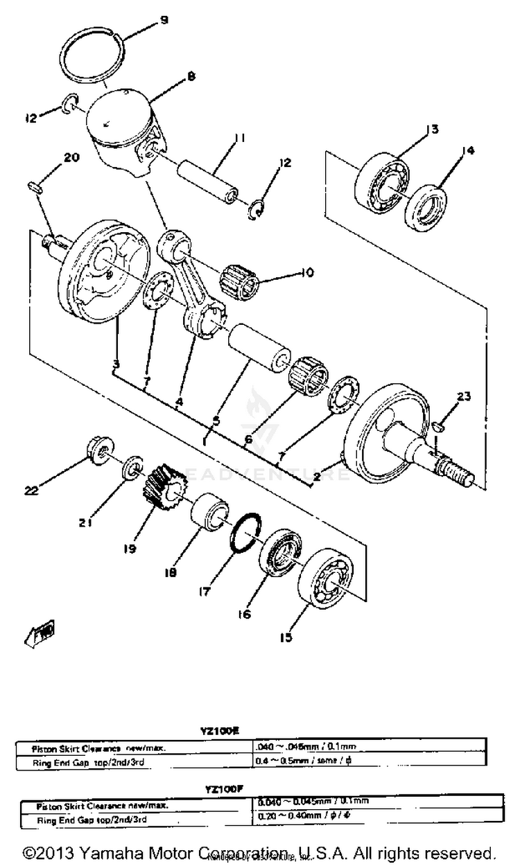 Crankshaft - Piston Yz100 E - F Schematic