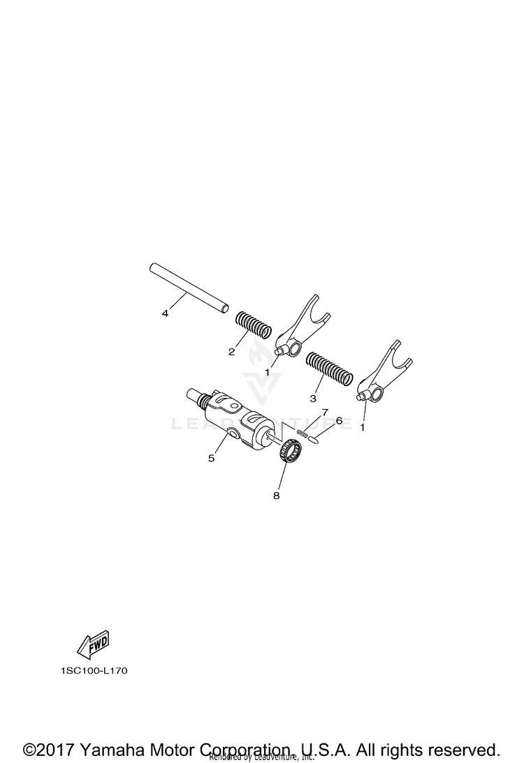 Shift Cam Fork GRIZZLY 300 - YFM30GBGR - 2012 Schematic