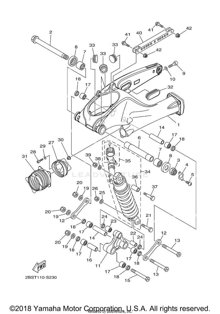 Rear Arm Suspension SUPER TENERE - XTZ12HCL - 2017 Schematic