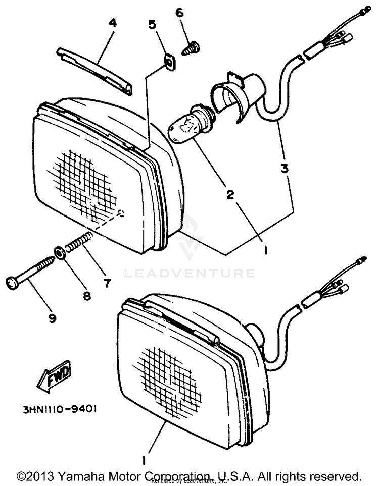 Headlight BIG BEAR (ME & NH Only) - YFM350FWD_MNH - 1992 Schematic