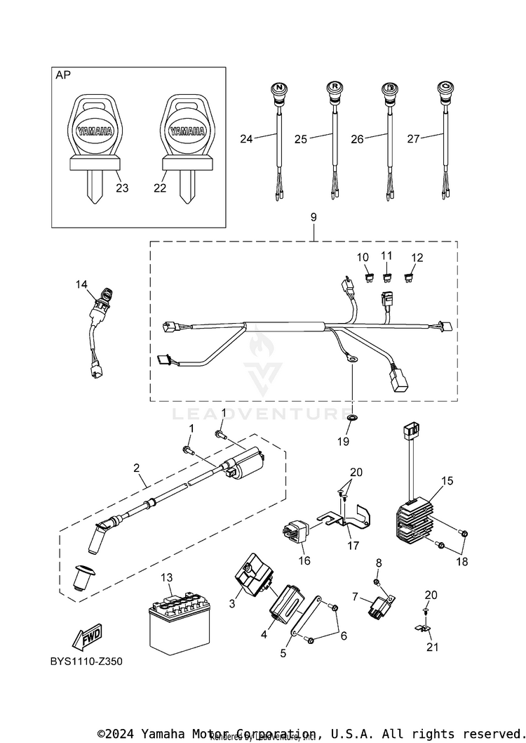 Electrical 1 RAPTOR 110 - YFM01RYXSG - 2025 Schematic