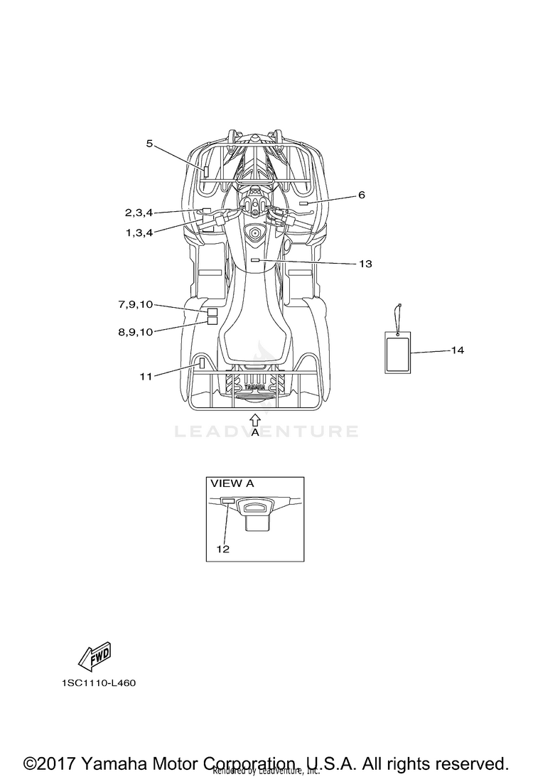 Emblem Label 1 GRIZZLY 300 - YFM30GDGR - 2013 Schematic