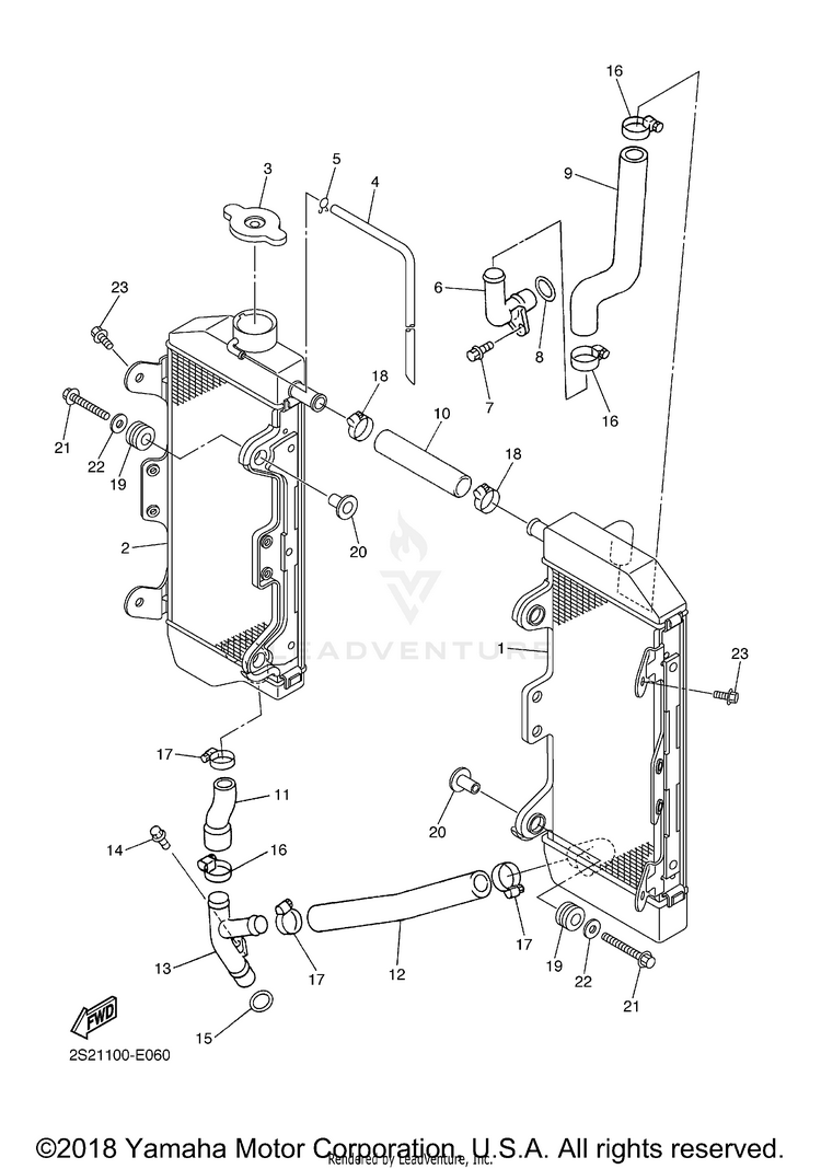 Radiator Hose YZ450F - YZ450FV - 2006 Schematic