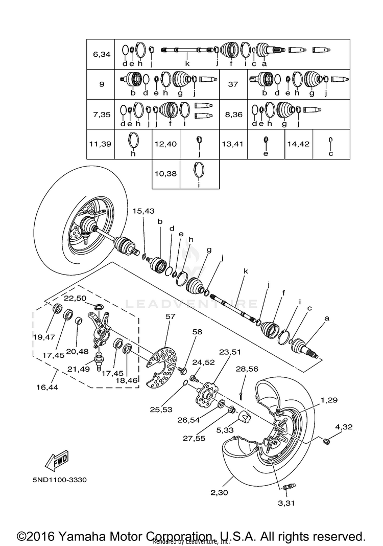 Front Wheel KODIAK 450 AUTO 4X4 - YFM45FAS - 2004 Schematic