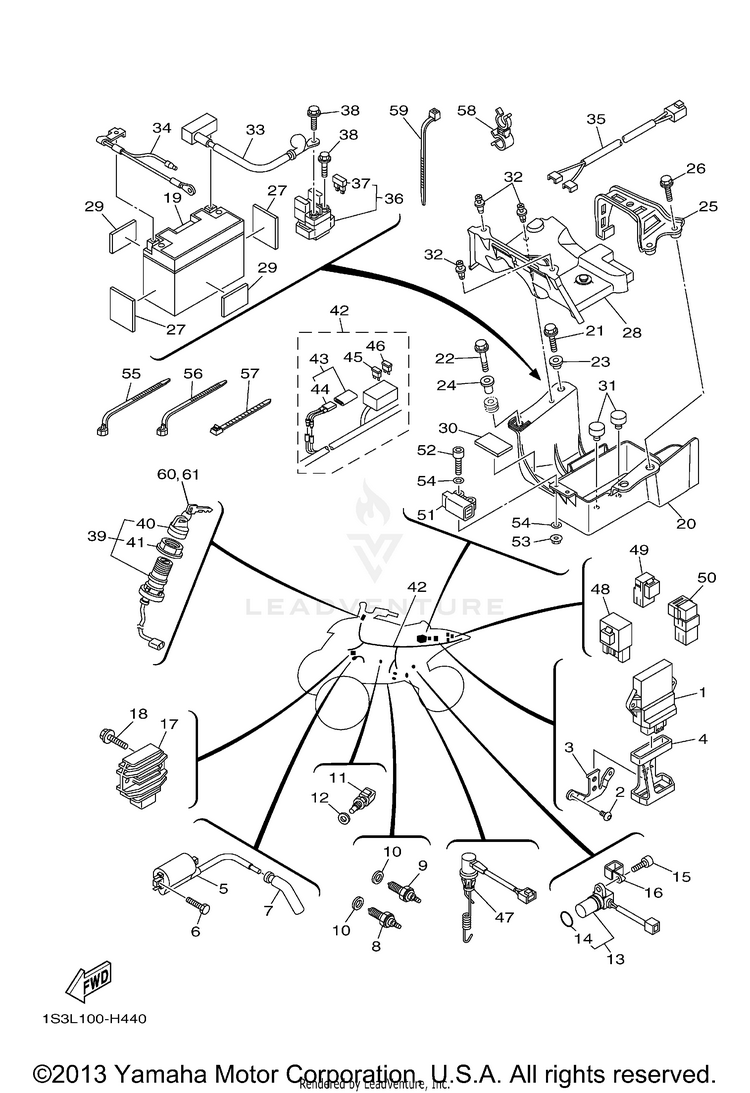 Electrical 1 RAPTOR 700 R - YFM70RYL - 2009 Schematic