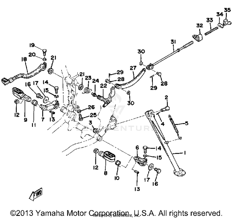 Stand - Footrest - Brake Pedal Schematic