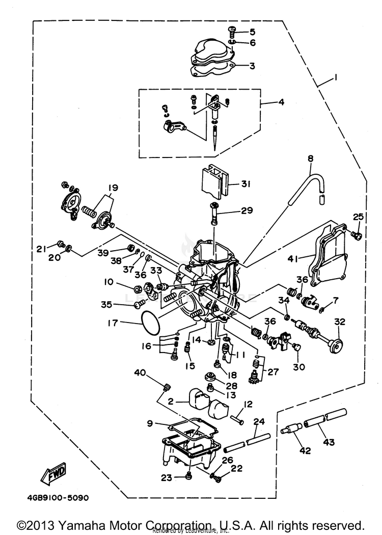 Carburetor BIG BEAR 4WD - YFM350FWG - 1995 Schematic
