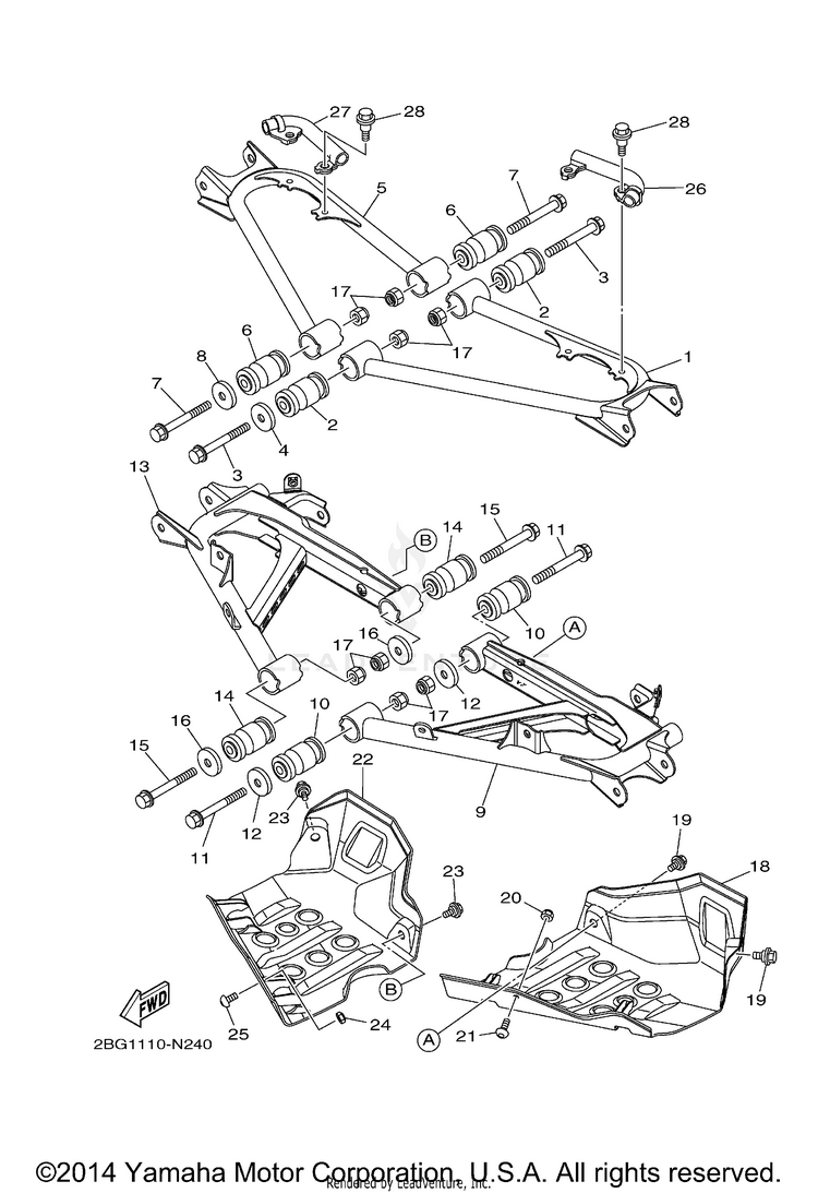 Rear Arm GRIZZLY 700 EPS 4WD - YFM700PFG - 2015 Schematic