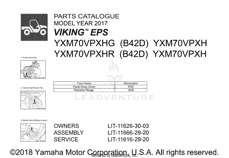 1 Title Page VIKING EPS - YXM70VPXHG - 2017 Schematic