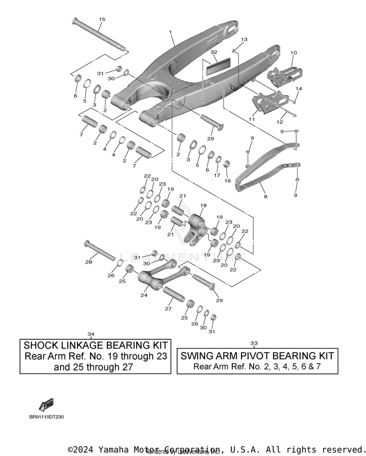 Rear Arm YZ450F - YZ450FLGY - 2020 Schematic