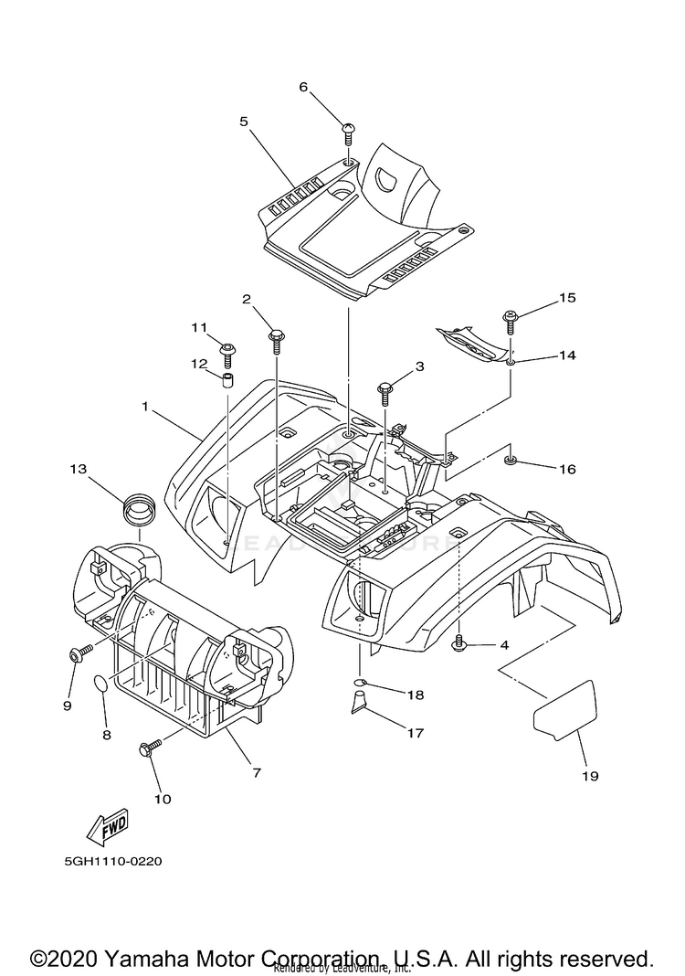 Front Fender KODIAK 4WD HUNTER - YFM400FAHN - 2001 Schematic