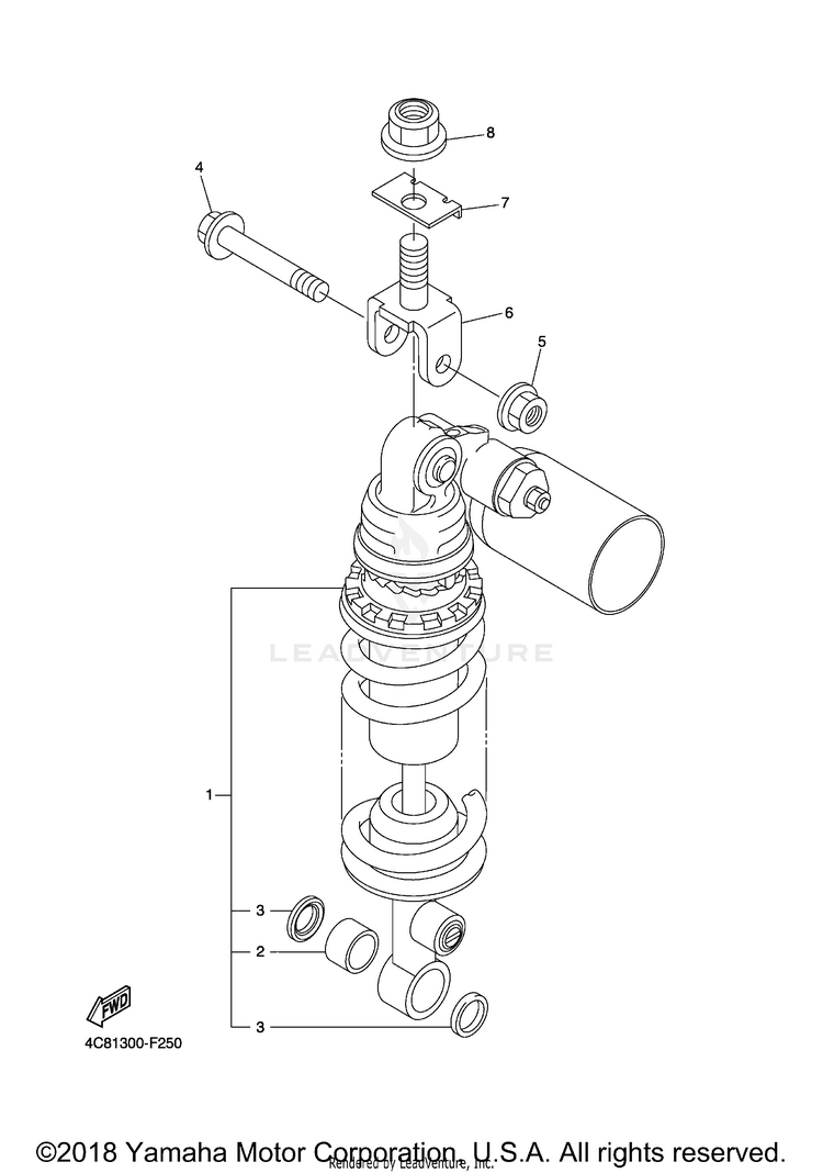 Rear Suspension R1 - YZFR1XCB - 2008 Schematic