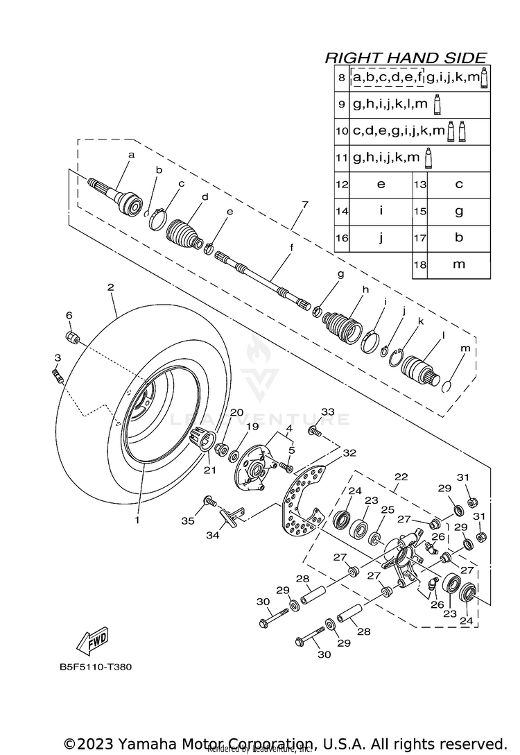 Rear Wheel 2 VIKING EPS RANCH - YXM70VPRLC - 2020 Schematic
