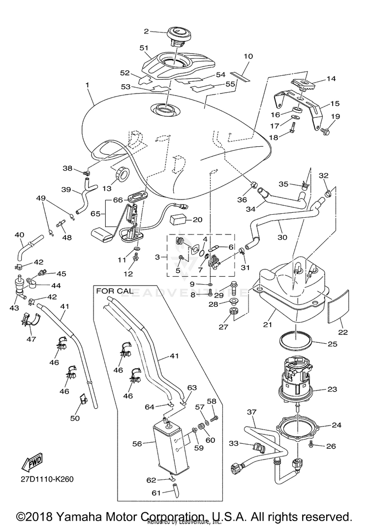 Fuel Tank STRYKER - XVS13CACL - 2011 Schematic