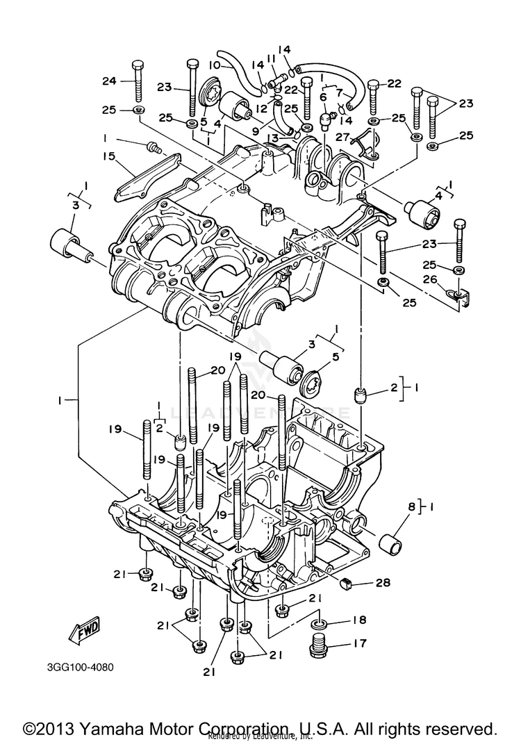 Crankcase BANSHEE - YFZ350S - 2004 Schematic
