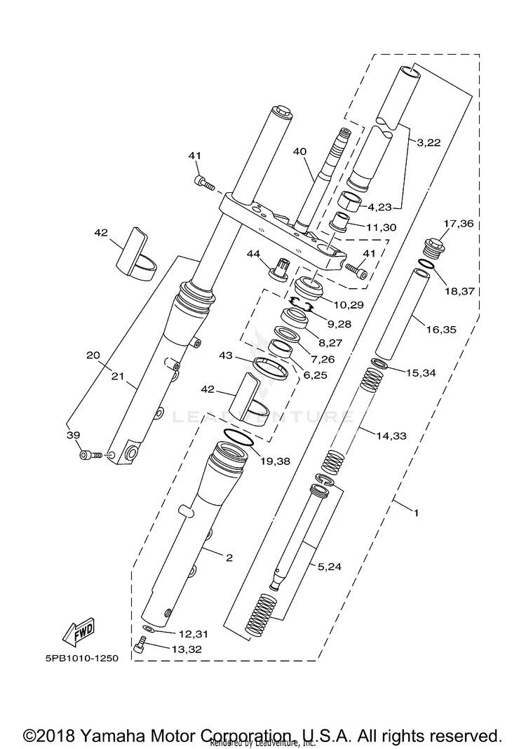 Front Fork V STAR 1100 CUSTOM WITH FLAMES - XVS11TC-F - 2005 Schematic