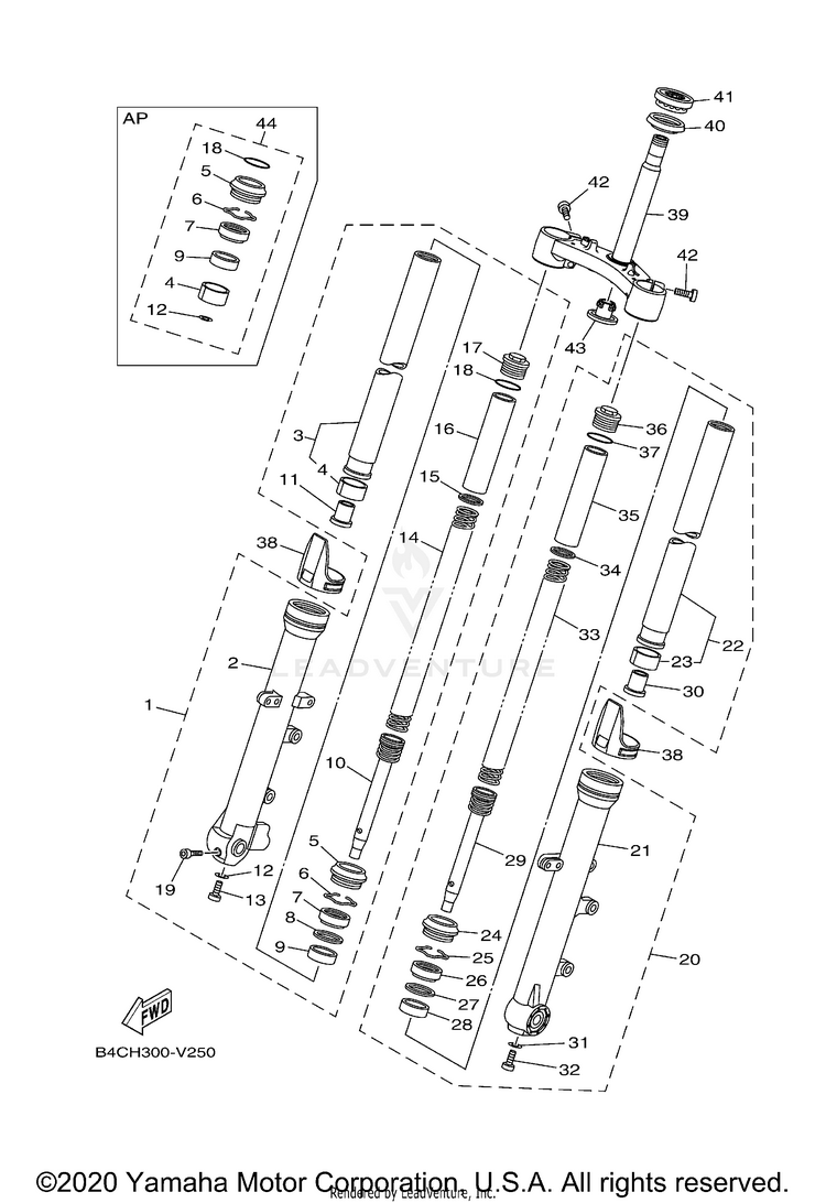 Front Fork MT07 - MT07LCB - 2020 Schematic