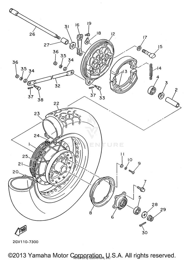 Rear Wheel VIRAGO 535 - XV535HC - 1996 Schematic
