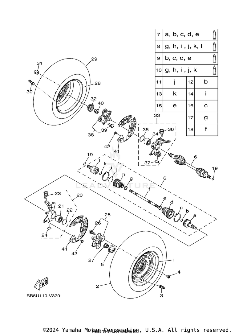 Front Wheel KODIAK 450 - YFM45KDXRG - 2024 Schematic