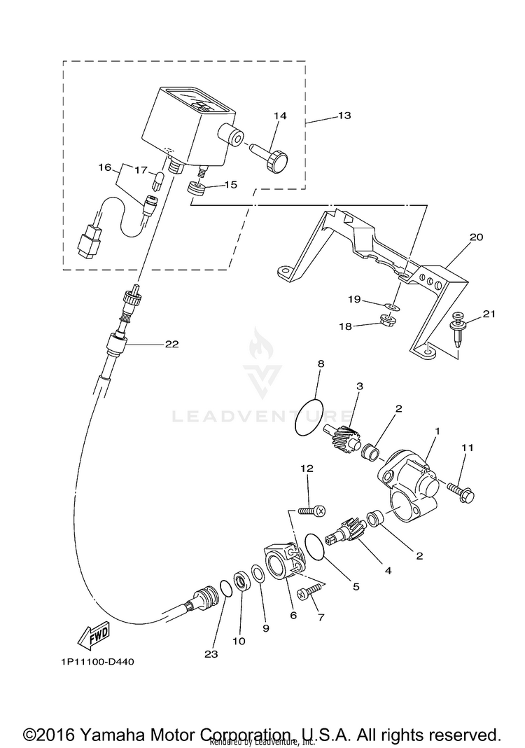 Meter GRIZZLY 400 4WD - YFM4FGX - 2008 Schematic