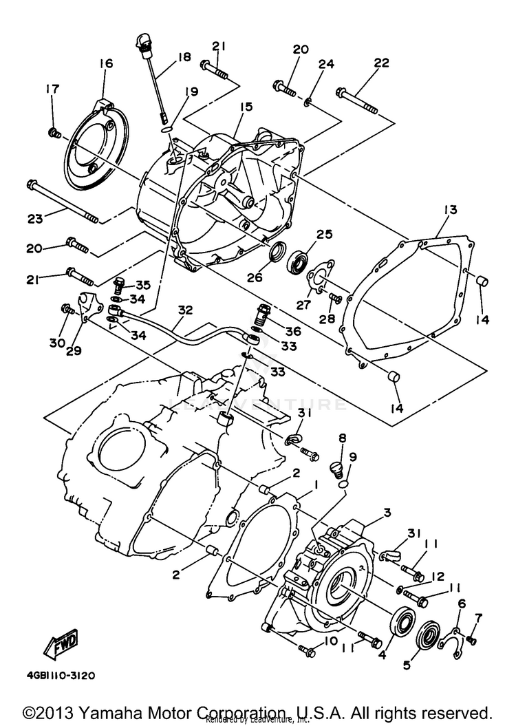 Crankcase Cover 1 KODIAK 4WD - YFM400FWJ - 1997 Schematic