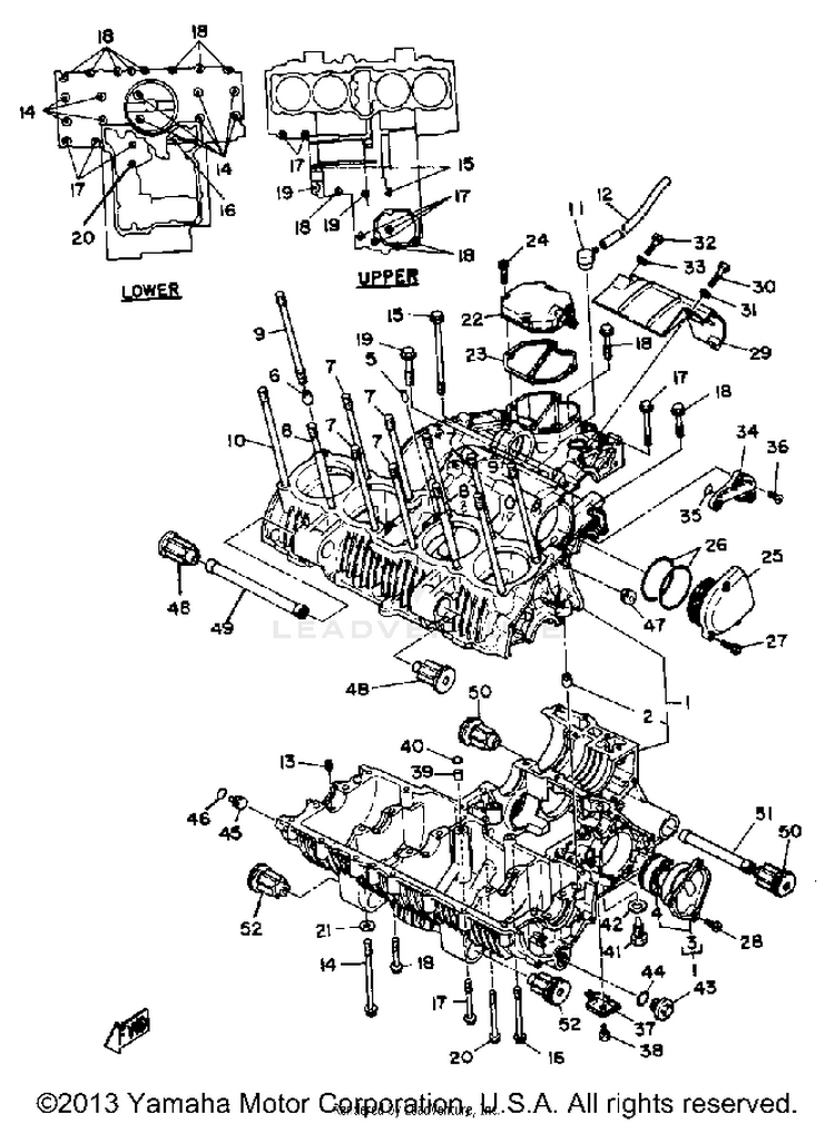 Crankcase XS1100G - 1980 Schematic