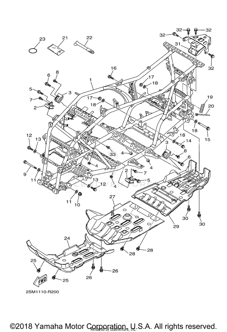 Frame KODIAK 700 EPS 4WD S - YFM70KPSKB - 2019 Schematic