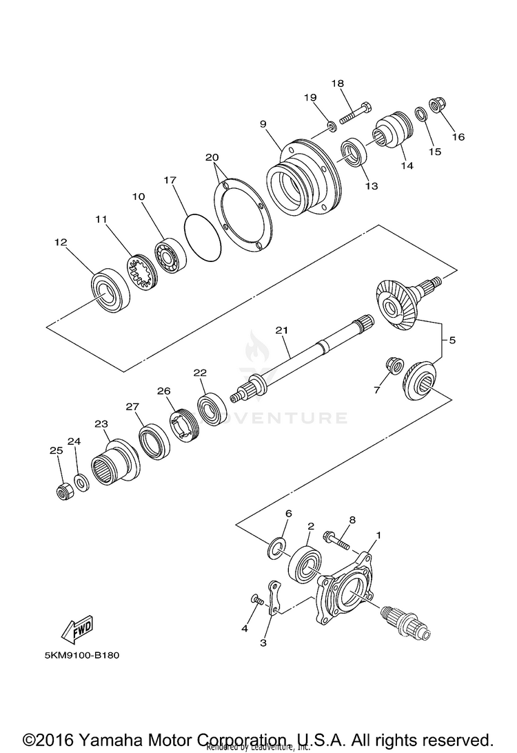 Middle Drive Gear GRIZZLY 660 - YFM66FAT - 2005 Schematic