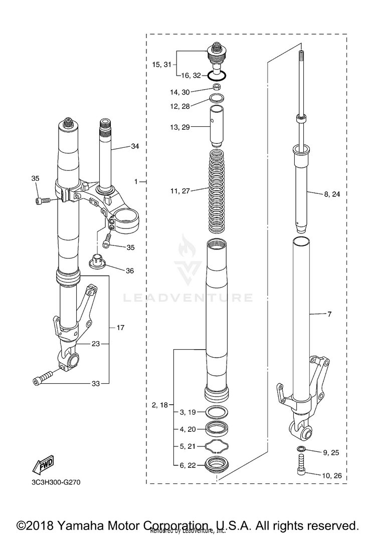 Front Fork FZ1 - FZS10EC - 2014 Schematic