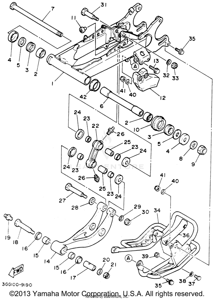 Rear Arm BANSHEE - YFZ350F - 1994 Schematic
