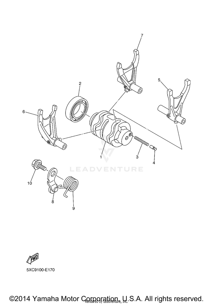Shift Cam Fork YZ250F - YZ250FV - 2006 Schematic