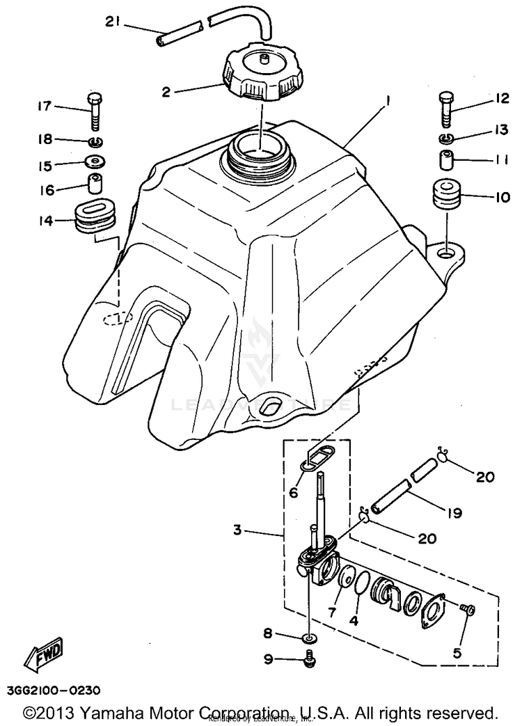 Fuel Tank BANSHEE - YFZ350G - 1995 Schematic