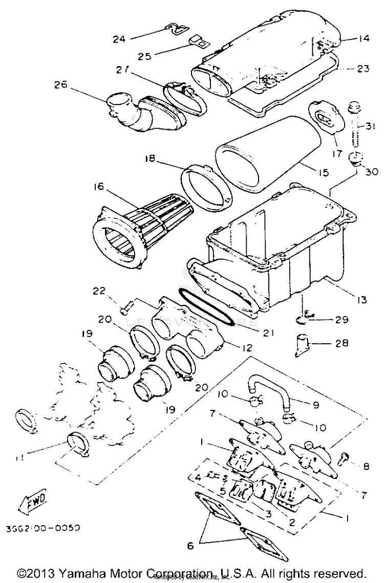 Air Filter BANSHEE - YFZ350E - 1993 Schematic