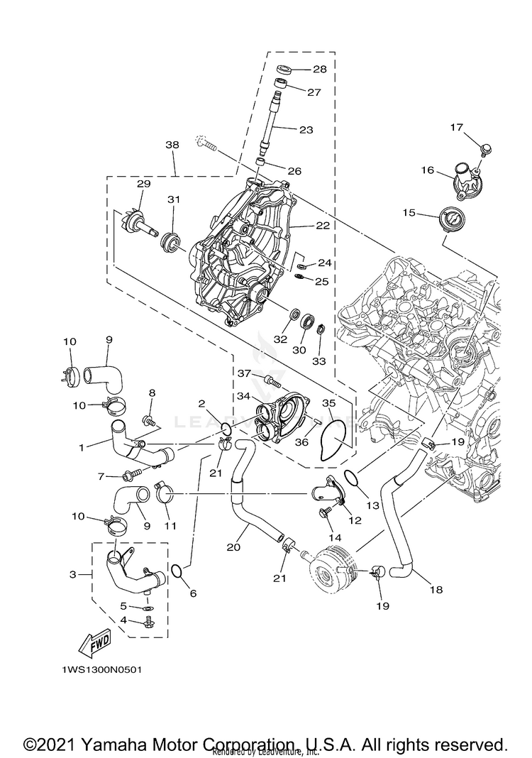 Water Pump FZ07 - FZ07FCGY - 2015 Schematic