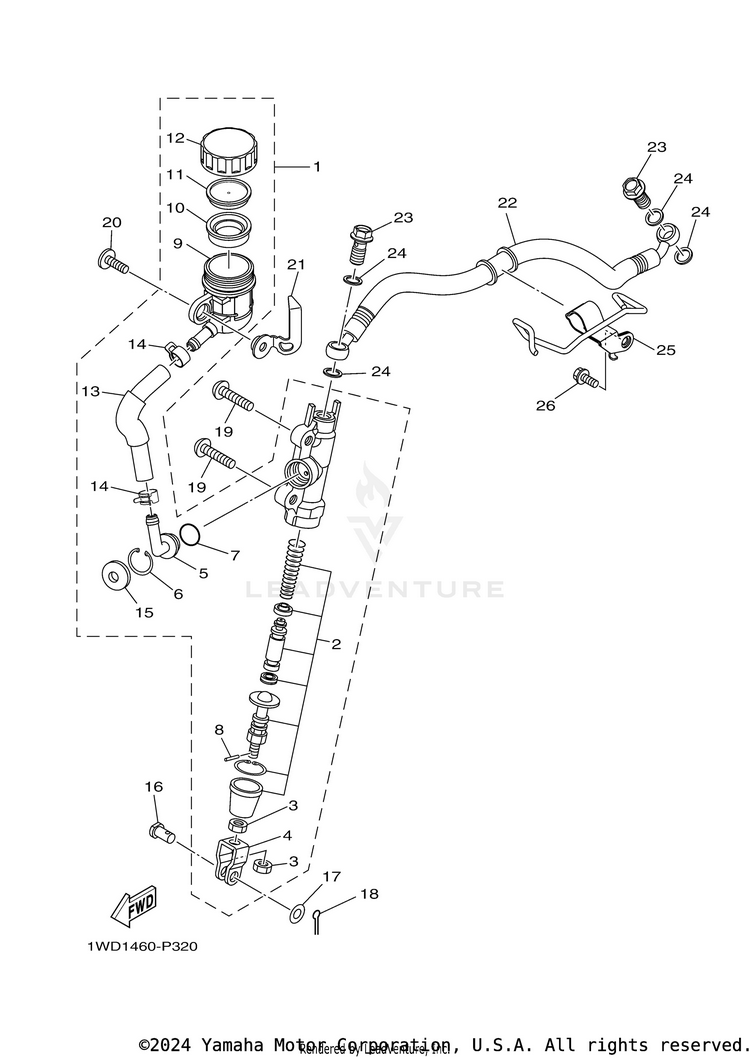 Rear Master Cylinder YZFR3 - YZFR3FB - 2015 Schematic