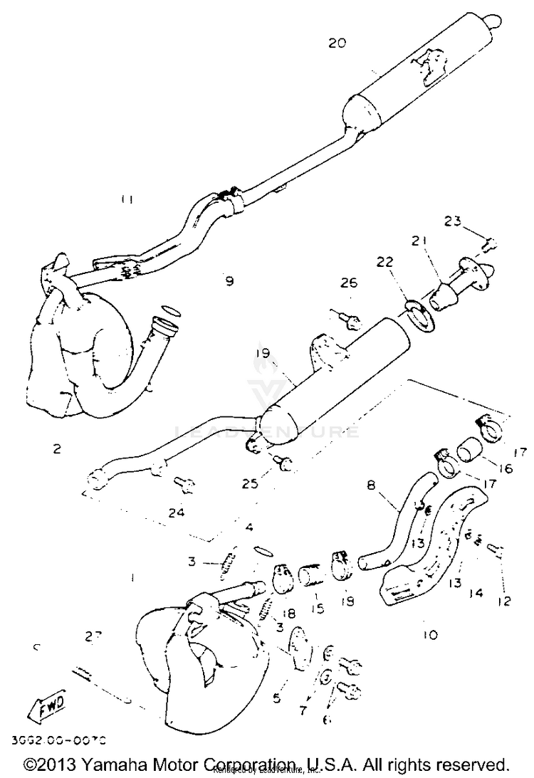 Exhaust BANSHEE - YFZ350E_MN - 1993 Schematic