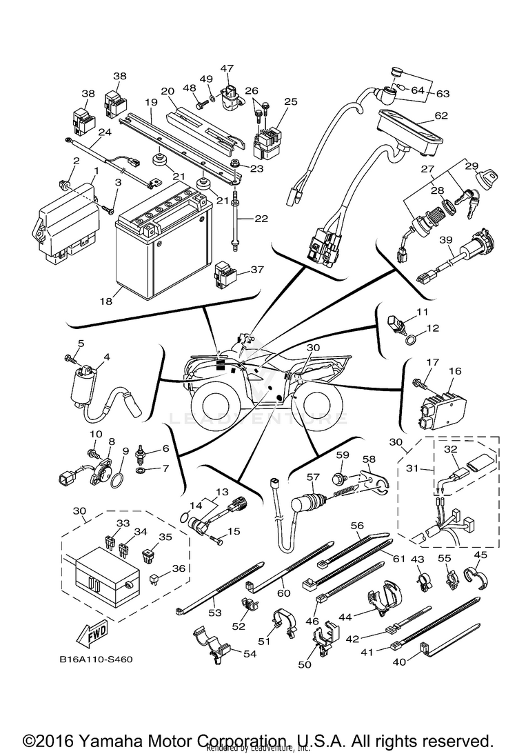 Electrical 1 KODIAK 700 4WD - YFM70KDXHG - 2017 Schematic