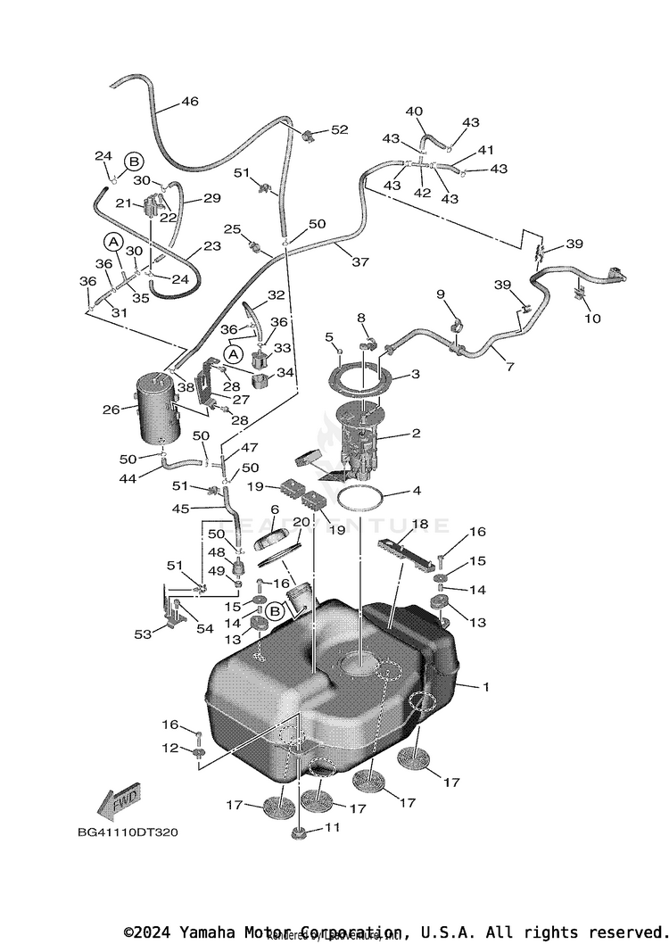 Fuel Tank WOLVERINE X2 R-SPEC - YXE85WPALW - 2020 Schematic